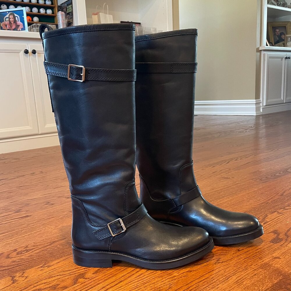 Steve Madden, Black Sady Leather Boots, Size 9.5 (New in Box)